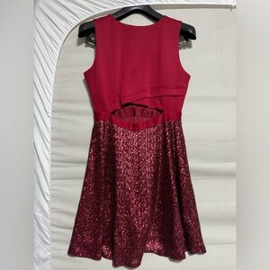 ASOS front cut out holiday dress with shimmer bottom